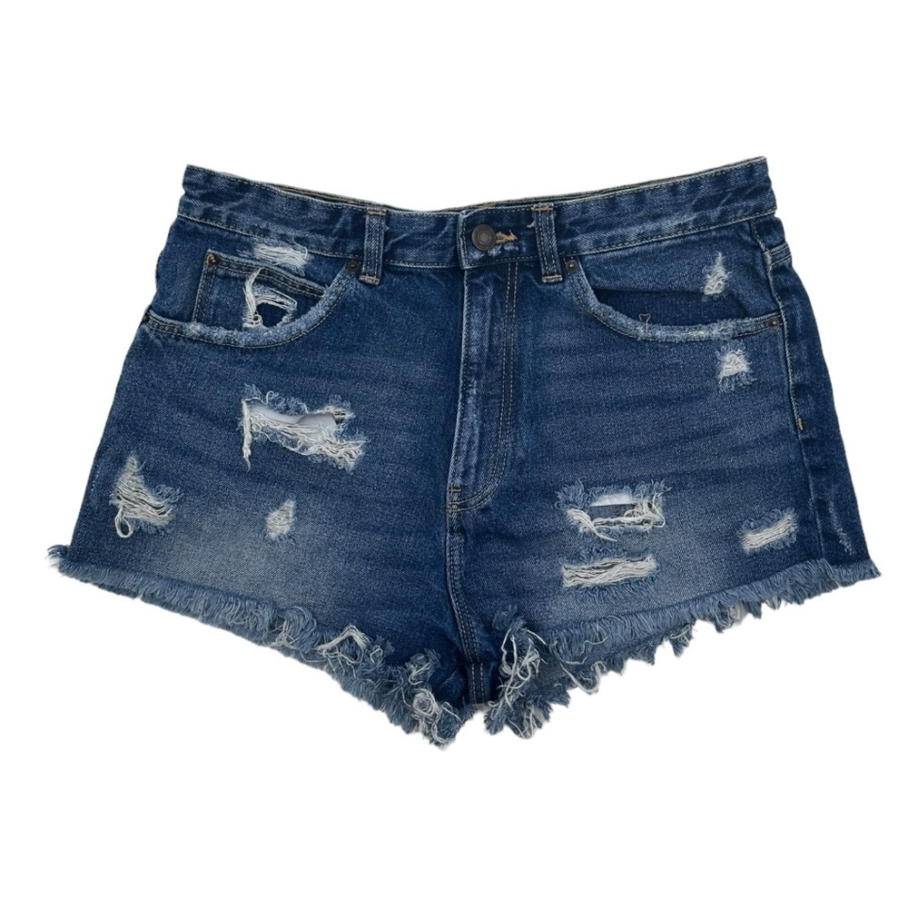 ZARA Trafaluc High Rise Distressed Denim Shorts Women’s Size 8